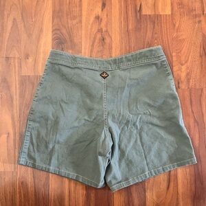 VTG prAna Made in USA “Breathe” Shorts Olive Green Cotton Stretch Y2K